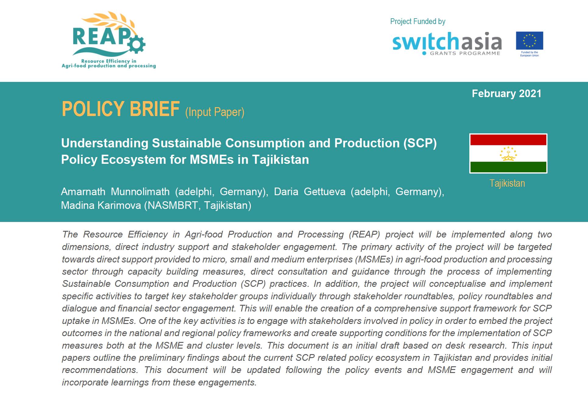 Understanding SCP Policy Ecosystem for MSMEs in Tajikistan