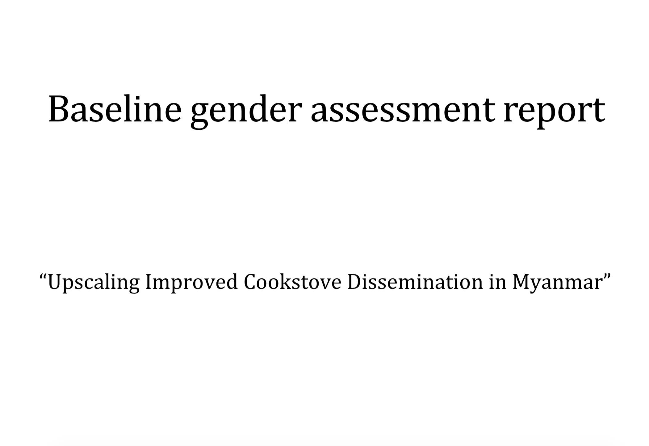 Baseline Gender Assessment Report