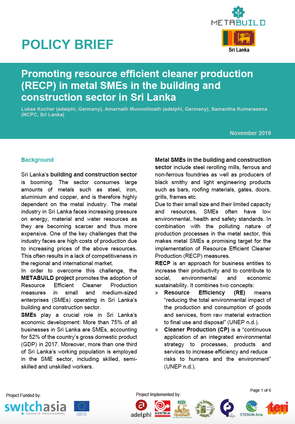 Recp Observation Notes.pdf Promoting resource efficient cleaner production (RECP) in metal SMEs in ...
