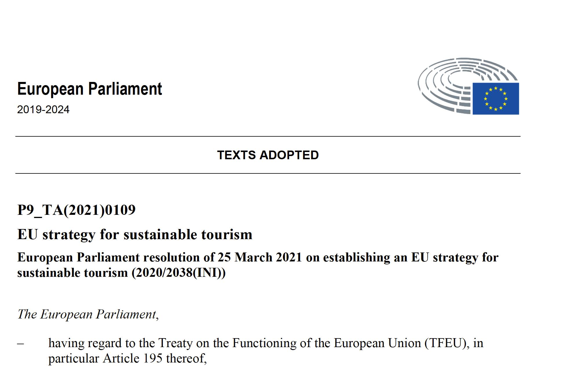 EU Strategy for Sustainable Tourism