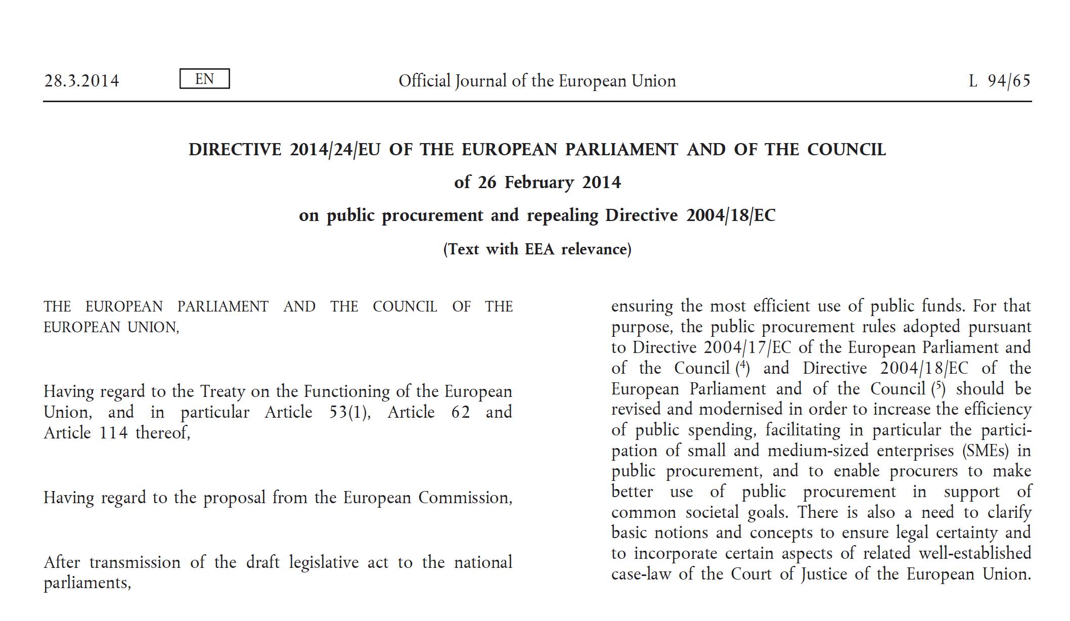 EU Directive on Public Procurement