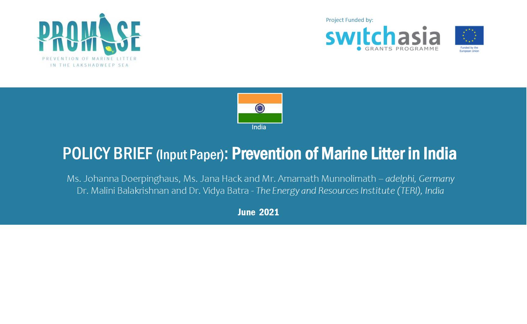 Prevention of Marine Litter in India