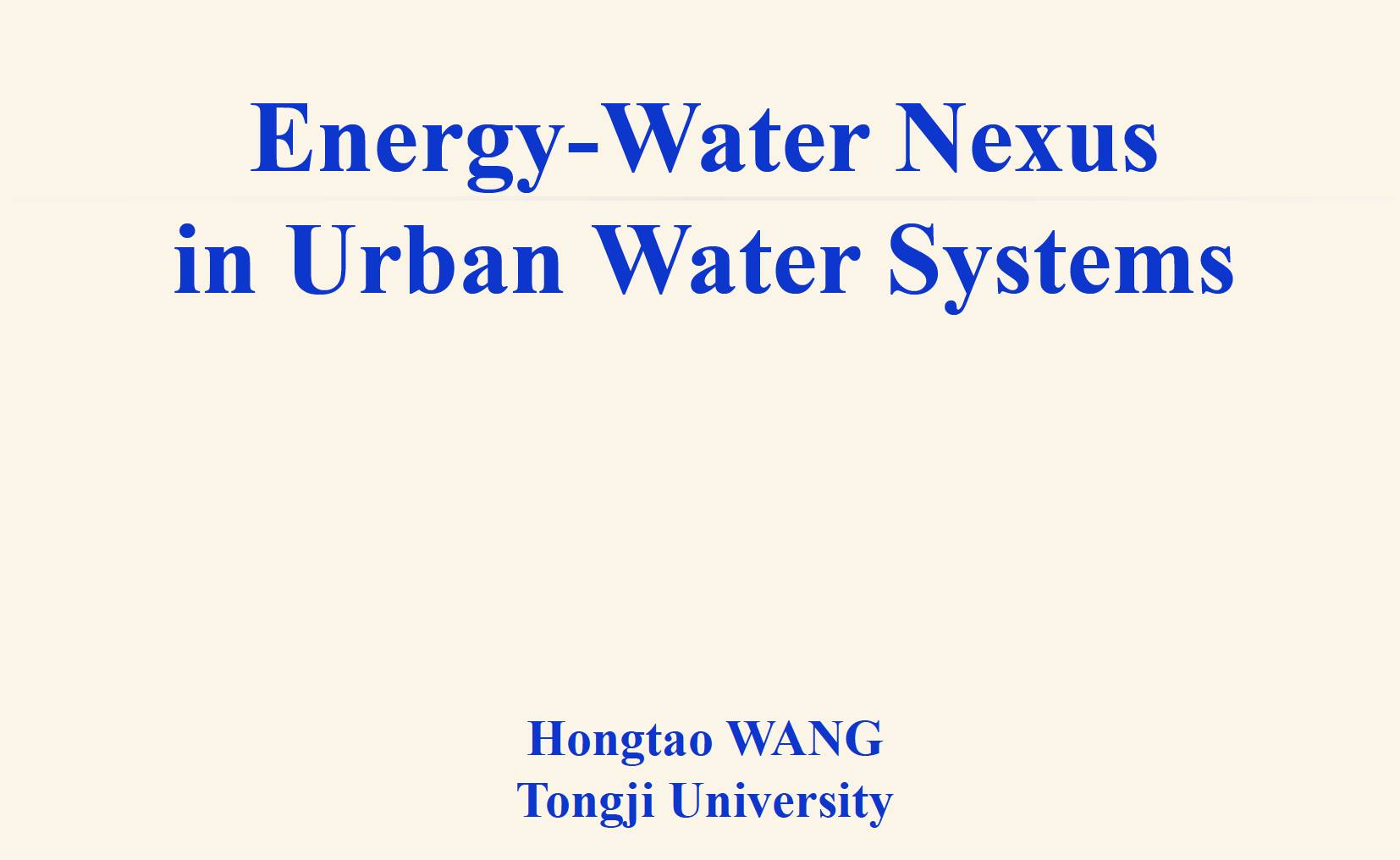 Energy Water Nexus in Urban Water Systems