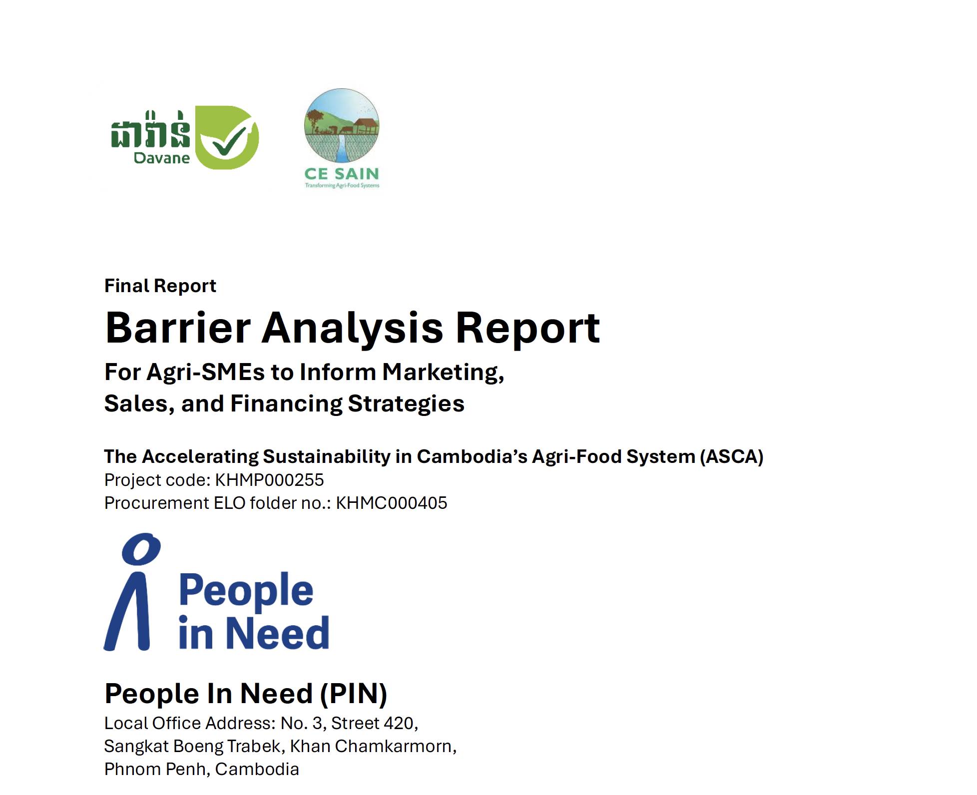 Barrier Analysis Report For Agri-SMEs to Inform Marketing, Sales, and Financing Strategies